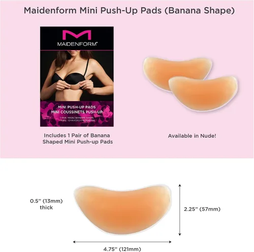 Vista 3 de Maidenform Mini almohadillas push up de silicona para mujer, forma de plátano