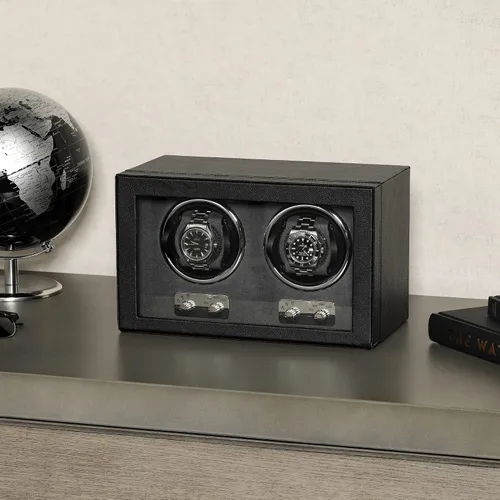 Vista 3 de ROTHWELL Bobinadora de reloj doble para relojes automáticos con motor silencioso con múltiples velocidades y ajustes de rotación (negrogris)