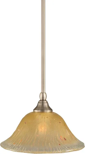 Vista 149 de Toltec Lighting Tallo Colgado Mini colgante, acabado de cobre negro, 3.5" cuadrado humo burbuja vidrio