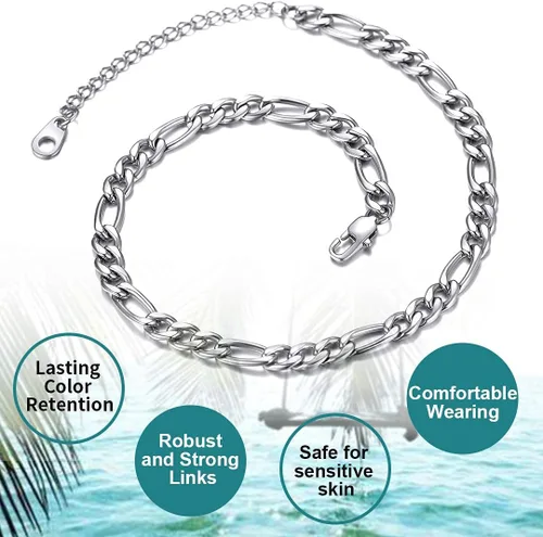 Vista 3 de ChainsHouse Tobillera redimensionable para mujeres y niñas, joyería de verano para playa, joyería descalza, acero inoxidable, oro de 18 quilates