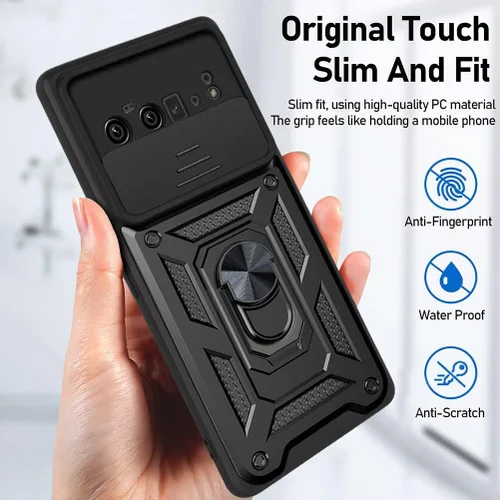 Vista 7 de Funda para Google Pixel 6A, funda de TPU + PC de grado militar para Google Pixel 6A, soporte integrado, diseño de doble capa, funda de protección