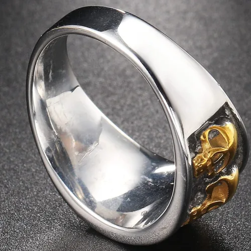 Vista 6 de Jude Jewelers Anillo retro vintage de acero inoxidable gótico con calavera de muerte, esqueleto de la muerte, cóctel, fiesta, motero, declaración