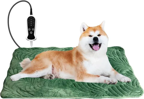 Vista 10 de Almohadilla térmica para mascotas para perro, 9 ajustes de tiempo y tubo protector de metal, añade calentamiento de cuerda de alambre, viene