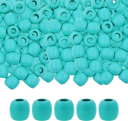 Vista 26 de Mandala Crafts 200 cuentas africanas de madera de barril de agujero grande para macramé Dreadlock Braiding Hair Beads, Painted Drum Wood Loose