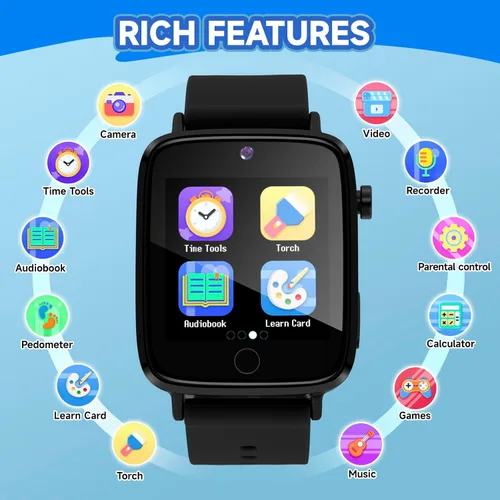 Vista 2 de Reloj para Niños Juguetes para Niños con 26 Juegos, Reloj Inteligente con Cámara para Niños de 4 a 12 Años, Pantalla Táctil, Podómetro, Linterna