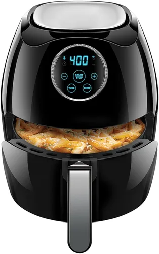 Vista 8 de Chefman Horno digital con pantalla táctil de 3.5 cuartos de galón con cesta plana que ahorra espacio, freidora de aire saludable sin aceite