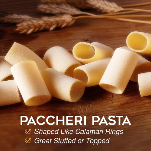 Vista 5 de Morelli Paccheri Pasta orgánica, grande, sin gluten hecha de maíz y arroz, pasta sin gluten de Italia, pasta gourmet italiana, 8.8 onzas