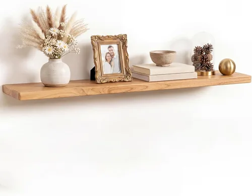 Vista 18 de Estantes flotantes para decoración de pared, estantes rústicos de madera recuperada de 24 x 8 pulgadas, estantes de montaje en pared resistentes