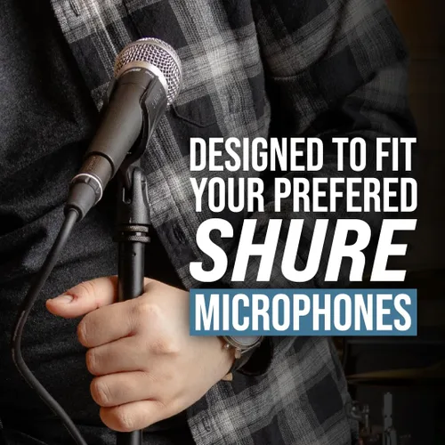 Vista 8 de Shure by Gator - Soporte de micrófono de base redonda con embrague giratorio estándar de altura ajustable y base de 10 pulgadas; (SH-RBMICSTAND10)
