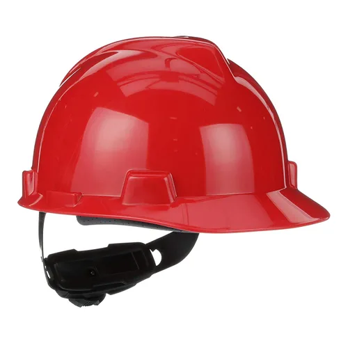 Vista 16 de MSA 495851 V-Gard - Casco de seguridad, con suspensión de trinquete Fas-Trac III, carcasa de polietileno, protección anti-impacto superior, correas