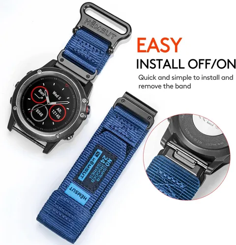 Vista 3 de Compatible con la correa de reloj Garmin, correa deportiva de nailon súper resistente con diseño de bucle tejido