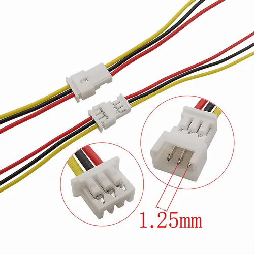Vista 3 de Micro Jst 1.25 conectores de cable, 20 pares/40 unids 0.049 in 3 pines Jst macho y hembra conector conector con cables kit de cables para luz LED
