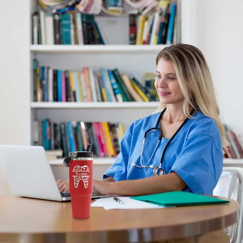 Vista 5 de Regalos para dentistas para mujeres, regalos de asistente dental, vaso de dentista grabado personalizado, regalos para médicos para mujeres, vaso