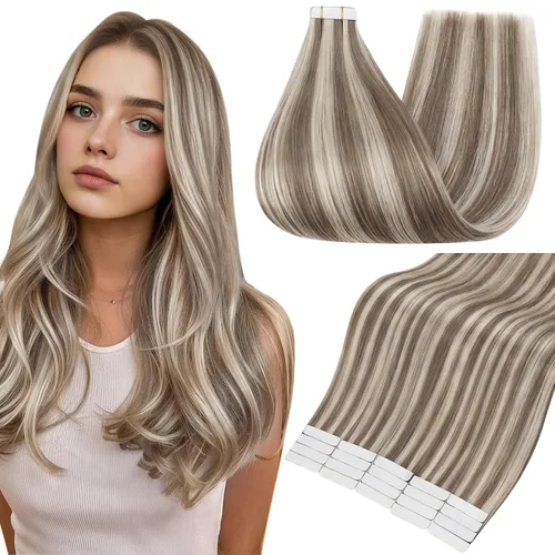 Vista 24 de Full Shine - Extensiones de cabello humano con cinta adhesiva, 10 pulgadas, sin costuras, color 1 negro azabache de 1.06 oz, cinta invisible
