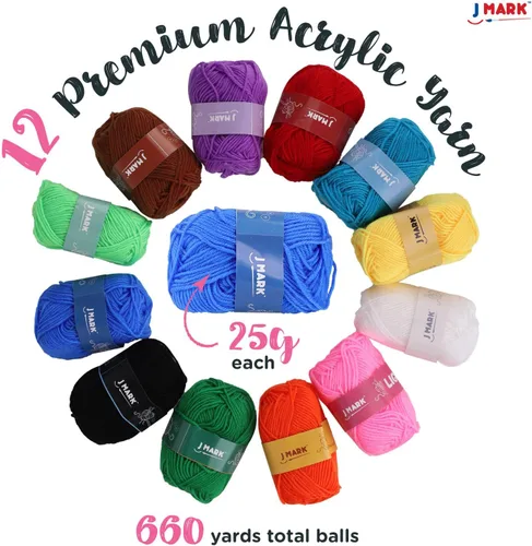Vista 3 de J MARK Kit de Ganchillo de Acrílico para Principiantes – Juego Premium de Inicio de Ganchillo para Adultos