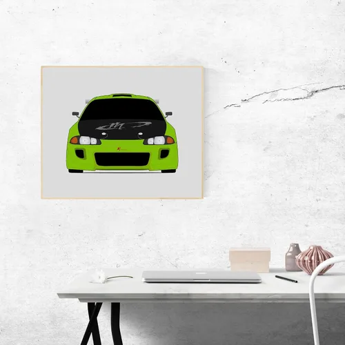 Vista 8 de Custom Car Posters Póster hecho a mano compatible con Mitsubishi Eclipse 2G DSM (1995-1999) Fast and the Furious Print Wall Art Décor Brian O'Connor