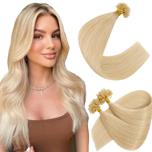 Vista 12 de Extensiones de cabello humano con punta en U, con queratina de fusión caliente, extensiones de cabello humano real, extensiones de cabello Remy