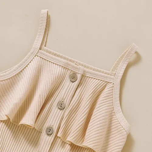 Vista 4 de Ropa de niña para bebé, ropa sin mangas, lindo halter mameluco de una sola pieza, conjunto de ropa de verano 1-5T