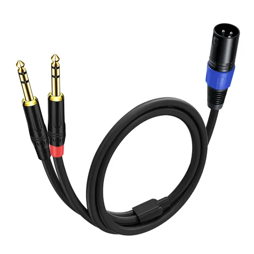 Vista 14 de Cable doble TRS a XLR hembra de 0.250 in para micrófono, mezclador, amplificador, 1.5 pies, cable de audio dual TRS macho a XLR, cable de conexión