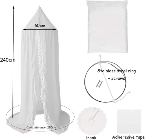 Vista 6 de Toldo de cama con cúpula de princesa, mosquitera suave, cortinas de cama para colgar decoración de la casa para jugar al rincón de lectura Naranja