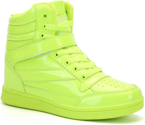 Vista 7 de UBFEN Womens High Top Ankle Support Sneakers Vibrant Colour Hidden Wedge Heel Retro 80s Tennis Shoes for Girls Cosplay Removable Insole Footwear