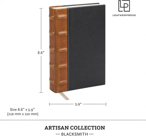 Vista 3 de Diario de tapa dura, cuaderno ejecutivo de cuero de grano Regalo para hombres y mujeres, 400 páginas numeradas, tabla de contenido, perfecto