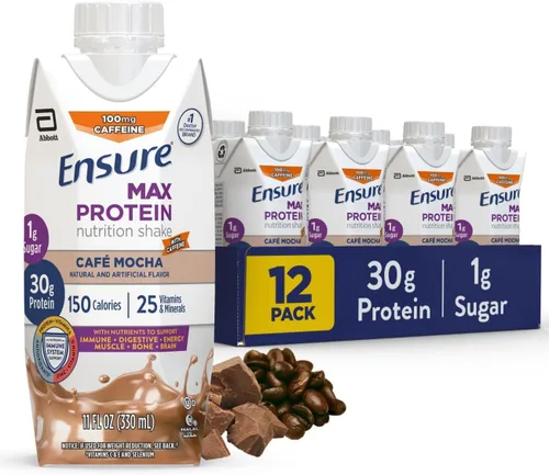 Vista 15 de Ensure Max Protein - Batido de proteína sabor a pastel de cumpleaños Listo para beber 30 gramos de proteína para la salud muscular 1 gramo