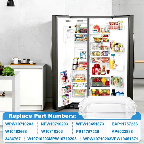 Vista 3 de Contenedor de puerta de 2 galones WPW10710203 para Whirlpool Kenmore Refrigerador Reemplazar W10710203 W10451871 W10463668 W10710203 WPW10710203VP