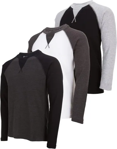 Vista 20 de DARESAY Paquete de 3: camiseta térmica de manga larga para hombre, camisetas de manga larga Henley & Crew para hombre, camisetas de manga larga