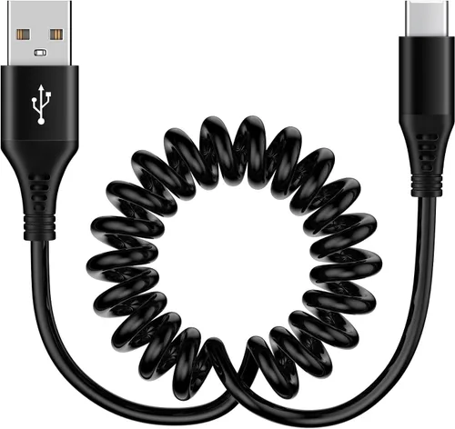 Vista 2 de Cargador de coche para iPhone 16 17 15Pro Max, 15 Plus, 15 +, 15 +, 15 Ultra Car Carplay, cable USB a USB C, cable retráctil de 5 pies, paquete de 2
