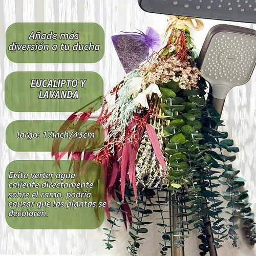Vista 5 de Paquete de eucalipto preservado y lavanda seca para ducha