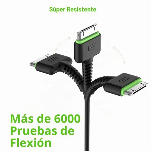 Vista 5 de BUDI Cargador para iPhone 4S - Cable de sincronización de 30 pines para iPhone 4/4S/3G/3GS, iPad 1/2/3, iPod Touch y Nano - Negro