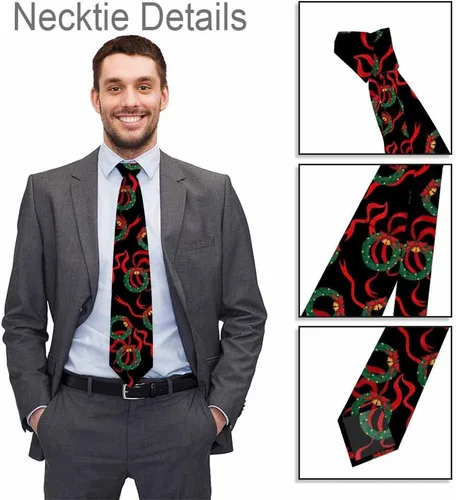 Vista 5 de Yakuna Black Dots - Corbatas para hombre, retro, clásicas, círculos, geometría, para hombres, adolescentes, negocios, trabajo, casual, boda, fiesta