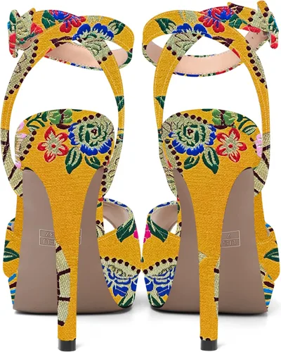 Vista 4 de Zapatos de tacón alto con hebilla de patente para mujer, con puntera abierta, correa de tobillo, 4.7 pulgadas