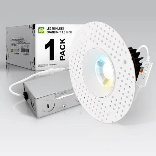 Vista 25 de ASD Sin moldura de 2 pulgadas de luces LED empotradas, 8W 120V redondas para uso comercial, luces regulables sin lata para techo con caja