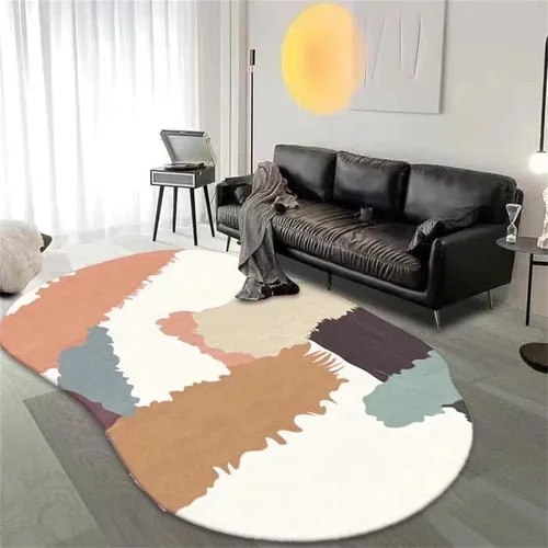 Vista 10 de Alfombra irregular, color gris y blanco, de 3 x 5 pies, no desprende pelusa, moderna, abstracta, simple, adecuada para sala de estar, dormitorio