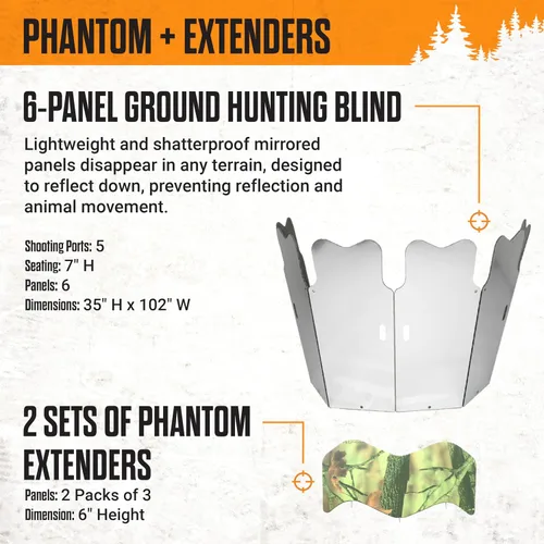 Vista 2 de GhostBlind Phantom Extender Bundle Kit, Hunting Blinds and Hunting Accessories, Includes Hunting Blind, Height Extenders, Stakes, Tie-Downs, Bungee