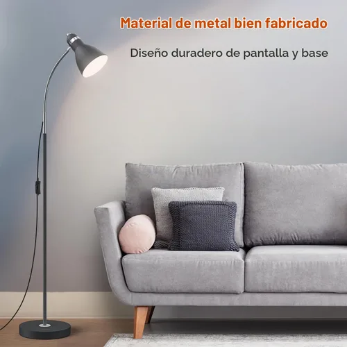 Vista 2 de LEPOWER Lámpara de pie, lámpara de pie de metal con cuello de cisne ajustable para dormitorio Negro arena