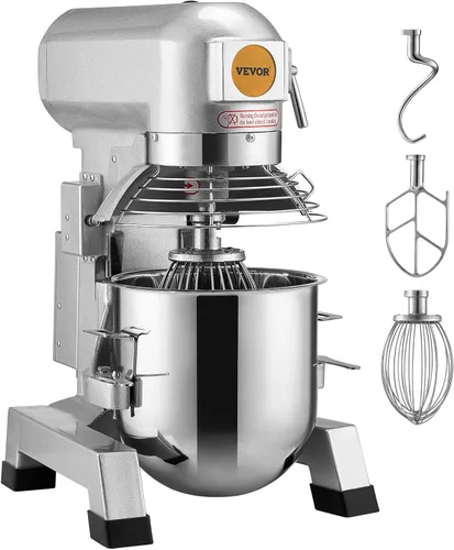 Vista 9 de VEVOR Mezclador comercial, mezclador comercial de alimentos de acero inoxidable de 10 cuartos de galón, mezclador de pie comercial de 450 W con 3