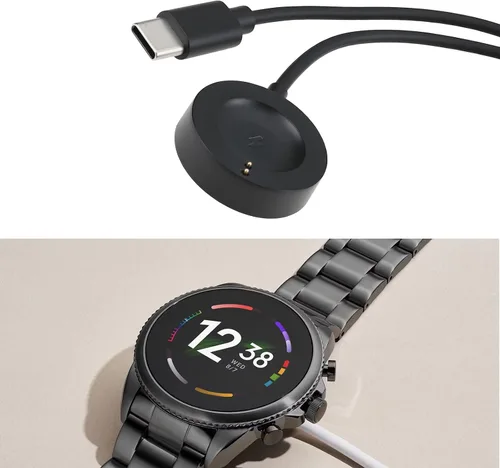 Vista 2 de Cable de carga inalámbrico USB 2 a 1 Tpye-C de 3.9 pies compatible con Fossil Gen 6/5/4