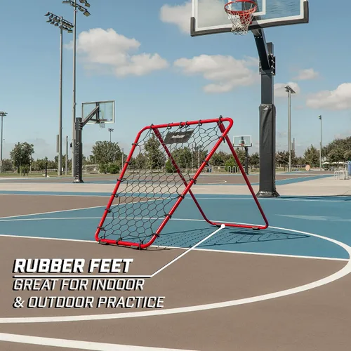 Vista 5 de GoSports Red de rebote de baloncesto con marco ajustable, pies de agarre de goma y bolsas de arena - Auxilio de entrenamiento portátil para pases