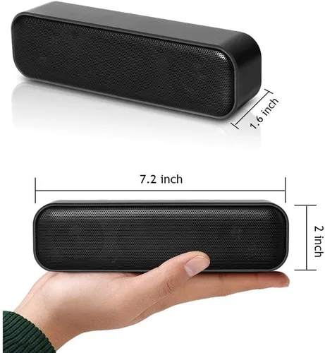 Vista 2 de Altavoz USB para computadora de escritorio, barra de sonido portátil Mini PC altavoz, negro Alimentado por USB, Plug and Play, altavoz portátil
