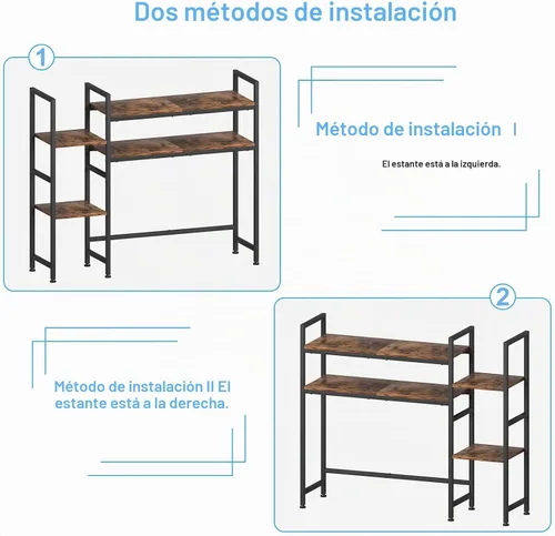 Vista 6 de Estantería de escritorio, 37.4" W escritorio Hutch Dorm, para oficina en Marrón