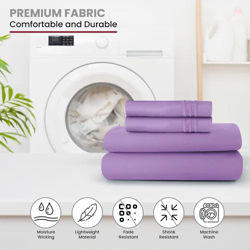 Vista 359 de LUX Décor - Juego de sábanas Twin de microfibra ultrasuave de 3 piezas con sábana encimera, sábana bajera de 16 pulgadas de profundidad y funda