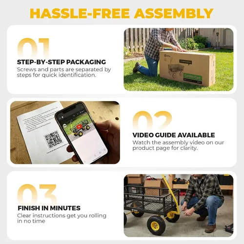 Vista 6 de Sekey Carrito de jardín de malla de acero de 600 libras para patio y patio trasero, carro utilitario con lados extraíbles (cama plana convertible)