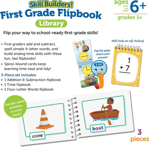 Vista 5 de Learning Resources ¡Constructores de habilidades! Biblioteca de flipbook de primer grado - 3 piezas, a partir de 6 años, actividades de matemáticas