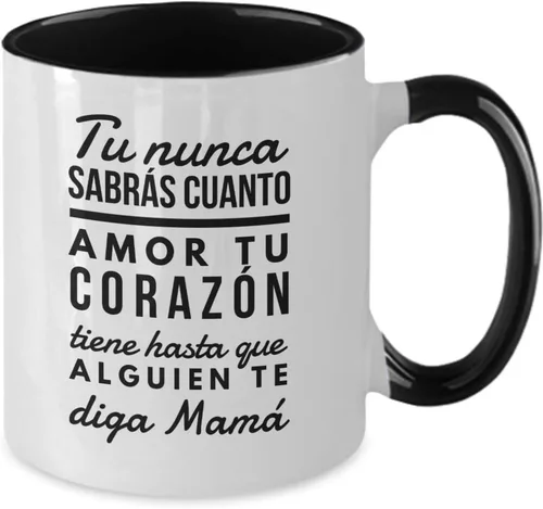 Vista 2 de Dia de la Madre Taza de café original taza chistoza regalo para mamá, abuela, día de la madre, 11onza, Negro