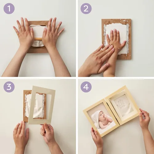 Vista 4 de chuckle - Kit de recuerdo de marco de fotos con estampado de arcilla para manos y pies para bebés - Regalo para el día de la madre, madre y padres