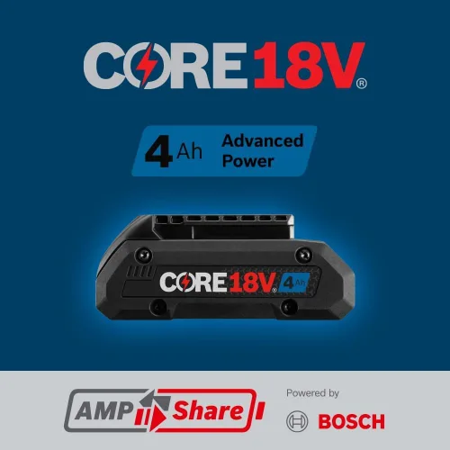 Vista 8 de Bosch GBA18V40-2PK 18V CORE18V® Batería de alimentación avanzada de iones de litio de 4 Ah, paquete de 2