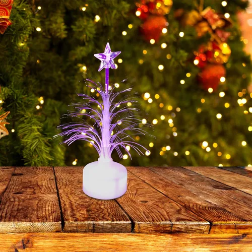 Vista 2 de Árbol de Navidad USB de fibra óptica con cambio de color para mesa de fiesta de Navidad